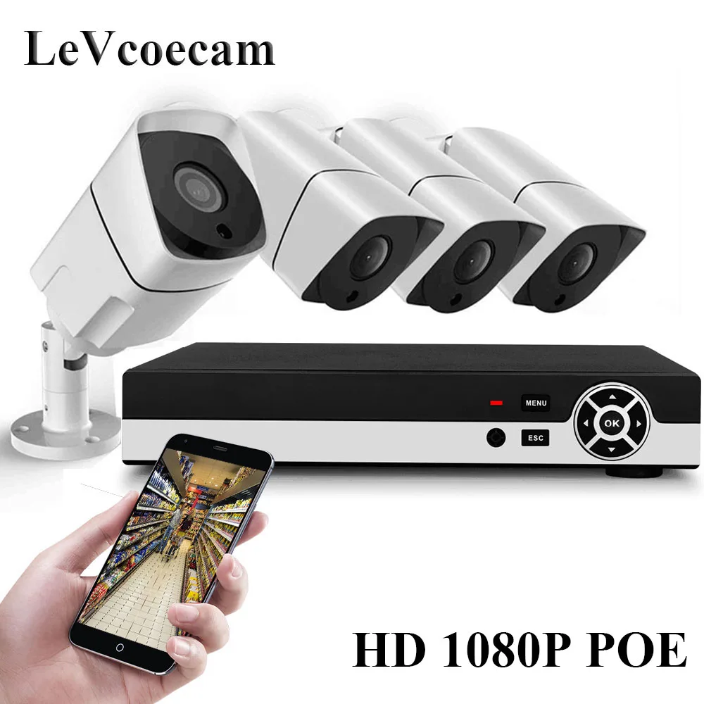 1080P POE NVR Kit 2.0MP HD камера видеонаблюдения системы безопасности IP P2P наружная система