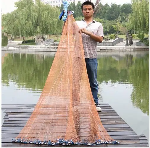 

2.4M-7.2M Fishing Net USA Style Cast Network With sinker and without sinker Sports Hand Throw Fishing Net Small Mesh Cast Net