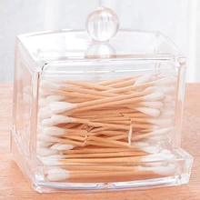 Quadrado q-dicas cotonetes de algodão suporte de armazenamento de cotonetes de algodão rack organizador caixa de cosméticos caso de maquiagem