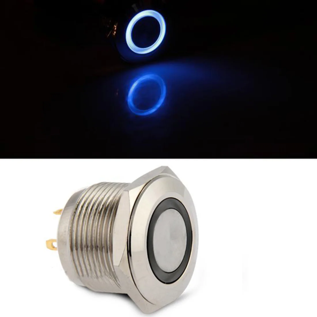 

Marsnaska new 19mm 3V Momentary On Off Push Buttons Switch Blue LED for Car Boat Silver Stainless Steal Switch