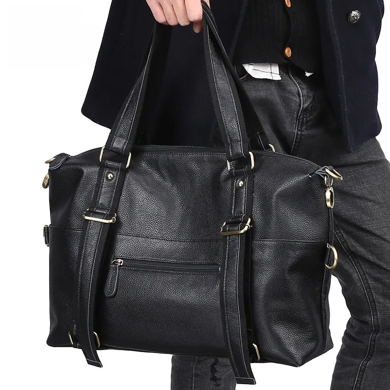 

Fashion new lychee pattern Genuine Leather men handbags casual Korean version of the cross section square men's shoulder bags