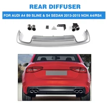 PP Car Rear Bumper Diffuser Lip With Exhaust Muffler For Audi A4 B9 Sline S4 Sedan 4 Door Non A4 RS4 2013-2015