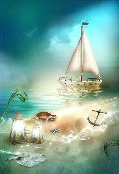 

Vinyl Children cartoon ship night Photography Backdrops Baby Photo Background for Photo Studio