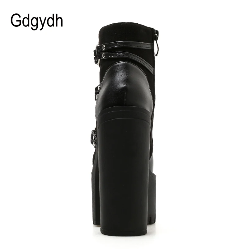 Women High Heeled Boots Platform Boots Spring Autumn Motorcycle Boots Women Platform Heels Casual Shoes Lacing Round Toe Shoes