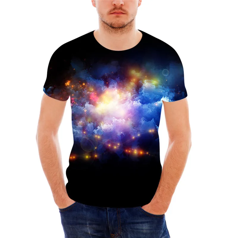 

FORUDESIGNS Fashion Galaxy Men T-shirt,Space Print T-shirt for Male,Youth Teenager Short Sleeve Tee Shirt Clothing Summer homme