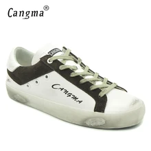 CANGMA/Новая брендовая модная обувь; белые женские повседневные туфли из натуральной кожи; замшевые кроссовки на платформе со шнуровкой; женская обувь