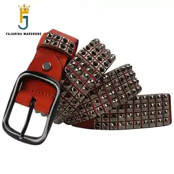 FAJARINA Unique Men\'s Women\'s Quality 3.8cm Unisex Retro New Design Tip Nail Punk Rock Hip Hop Belts for Men Women FBFAJA0272