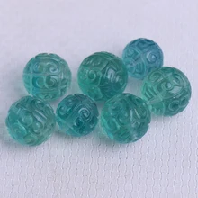 Цельный свободные бусины, цвета: голубой флюорит Круглый Резной 12/14/16 мм для изготовления ювелирных изделий DIY FPPJ Натуральные бусы с разводами
