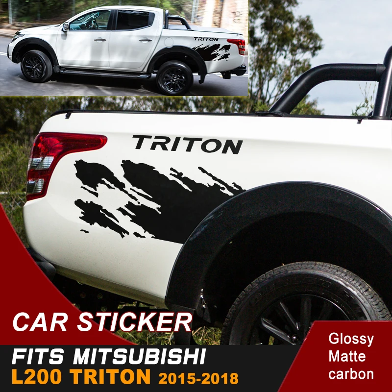 

free shipping mud splash car body sticker 4x4 off road car sticker pickup box bed decal for mitsubishi l200 triton 2006-2018