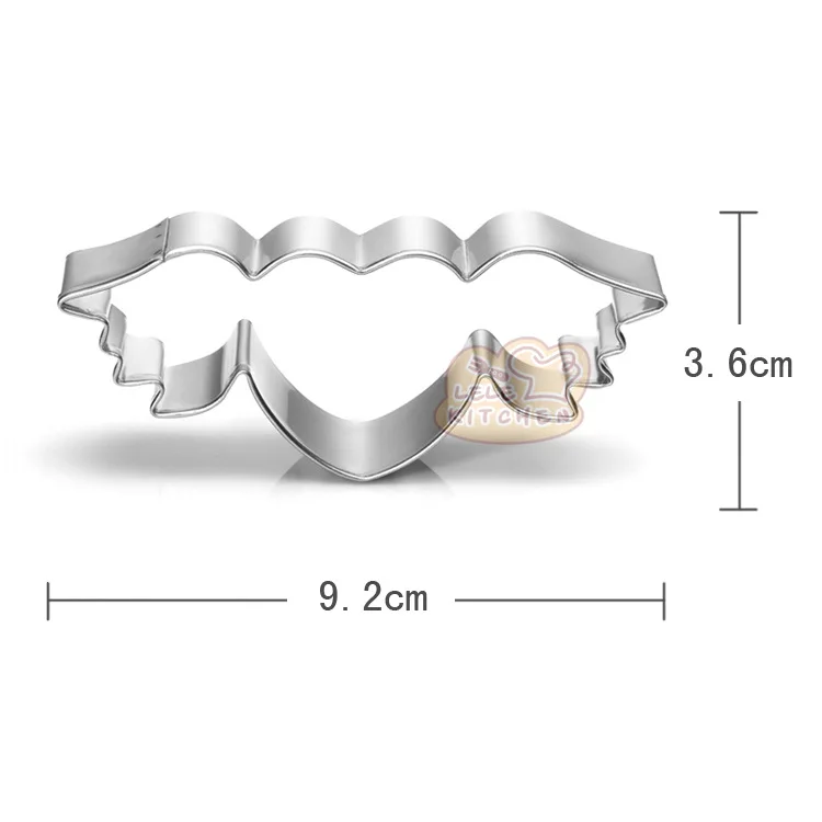 Металл, сердечки, резак для печенья, Крыло ангела, День Святого Валентина, инструмент для украшения торта, вечерние формы для выпечки, оборудование для выпечки 8097