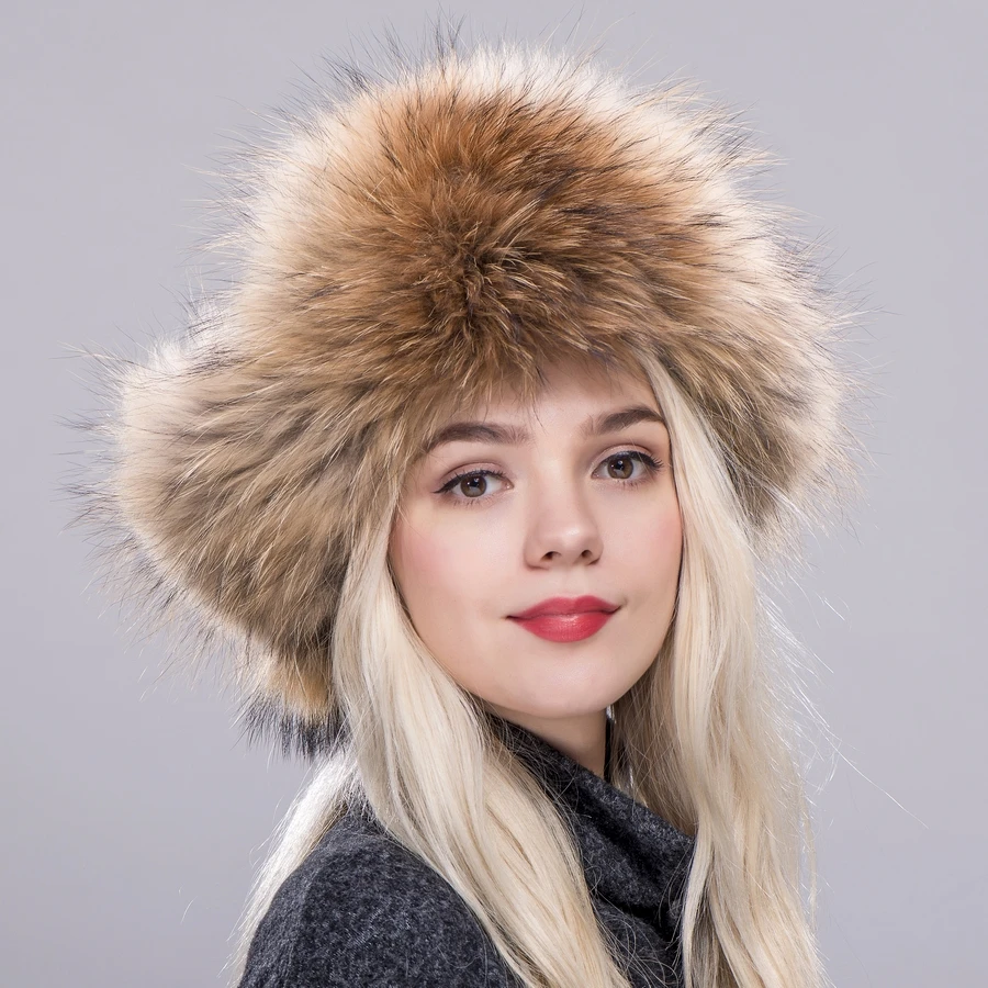 FXFURS меховая шапка для женщин из натурального меха енота лисы русские шапки