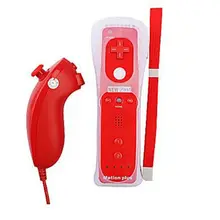2 in1 Беспроводной пульт дистанционного управления со встроенным Motion Plus для wii пульт дистанционного управления и Nunchuk+ силиконовый чехол игровой контроллер красный цвет