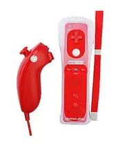 2 in1 Wireless Remote Controller Built in Motion Plus For Wii Remote and Nunchuk + Silicone Case Game Controller red color