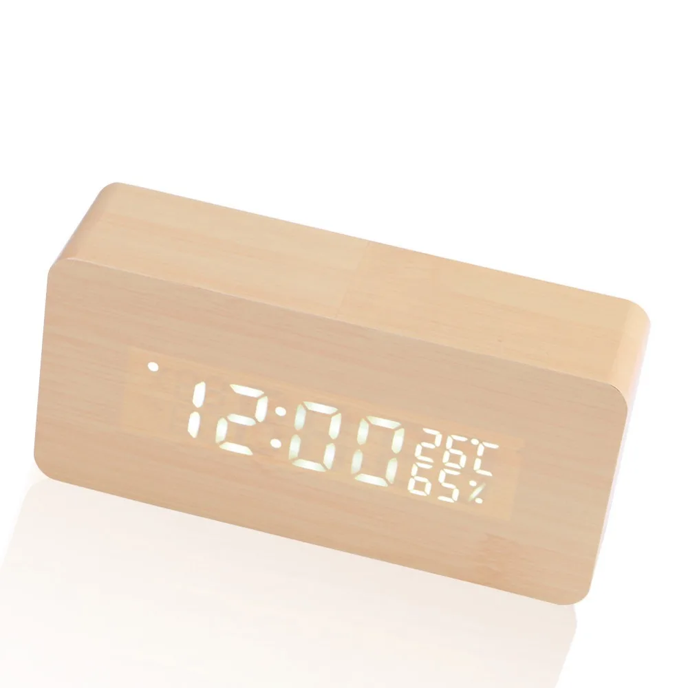 

Multifunction LED Display Wooden Alarm Clock Desktop Living Room Electronic Digital Wood Despertador Table Decor