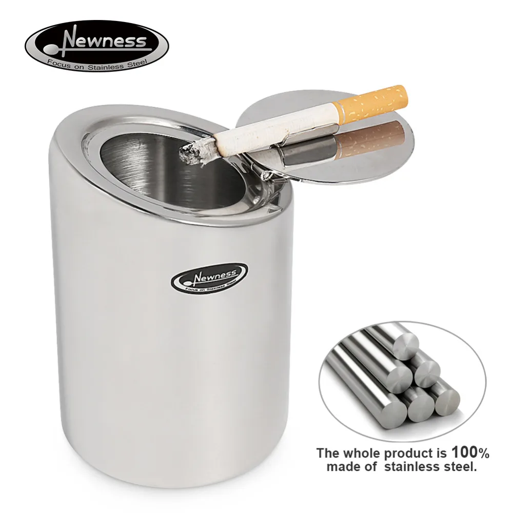 Newness Stainless Steel Car Ashtray with Lid,Cigarette Ashtray for Car