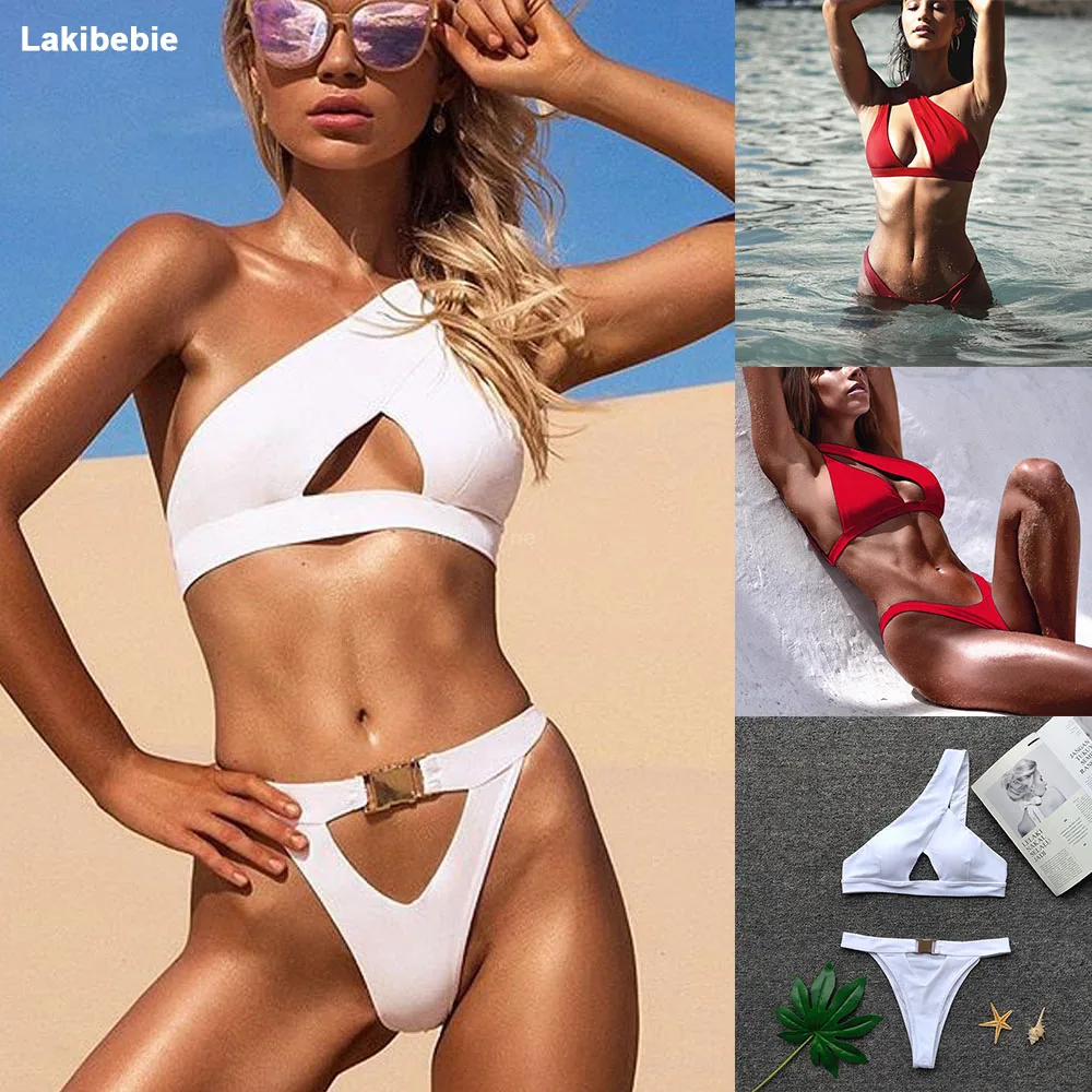 one shoulder padded swimsuit