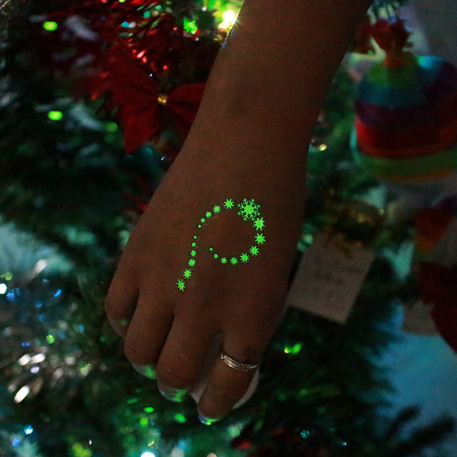 1 Sheet Funny Merry Christmas Carnival Party Luminous Glow in the Dark Temporary Tattoo Stickers Toys for Kids Children Adults