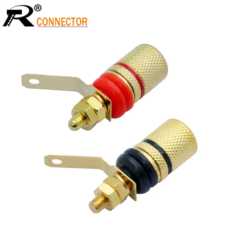 

2pcs Black+Red Gold-Plated Banana plugs insulation sound Terminals Anti-impact speaker terminals Banana jack socket