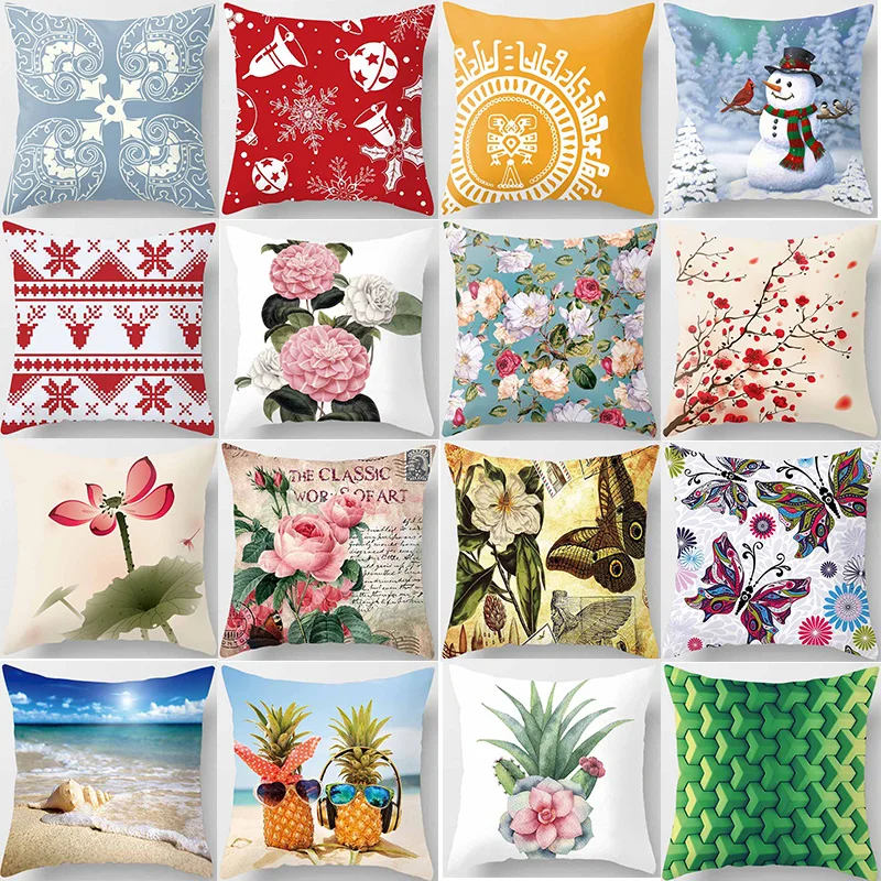 

Hot sale beauty pillow case men women girls ladies square cacti pillow cases home creative color flowers pillow cover 45*45cm
