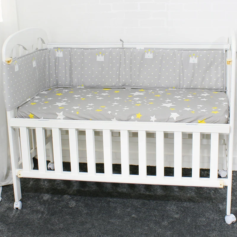 Baby Bumpers In the Crib For Newborn Cotton Linen Cot Bumper Baby Bed Protector Cortch To The Cot 5 Colors 200cm Length