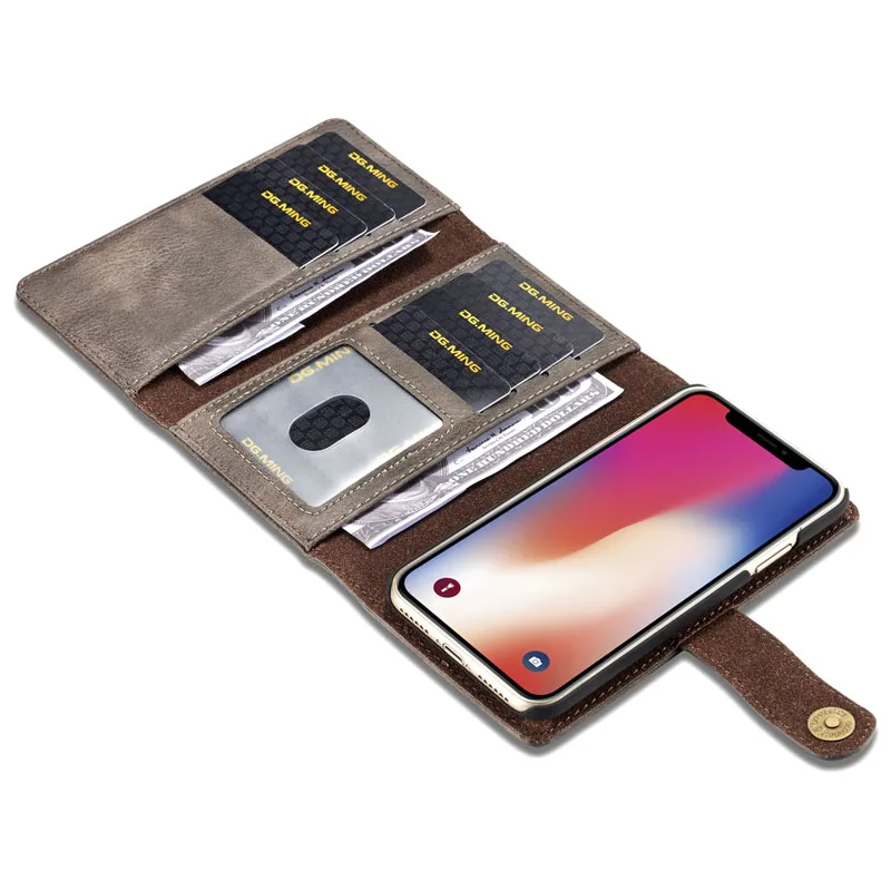 DG. MING Роскошный чехол из натуральной кожи для iPhone X XR XS 8 7 6 S Plus телефона s держатель