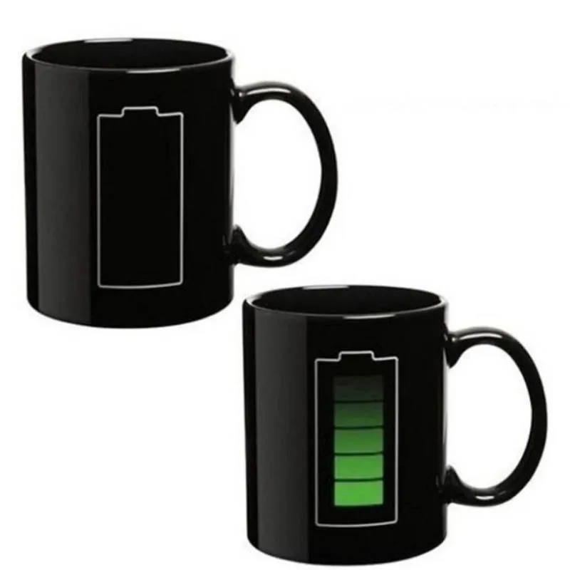 

330ml Battery Pattern Magic Color Changing Mug Creative Ceramic Coffee Mug Christmas Cup for Gifts Wine Tea Milk Beer Mugs