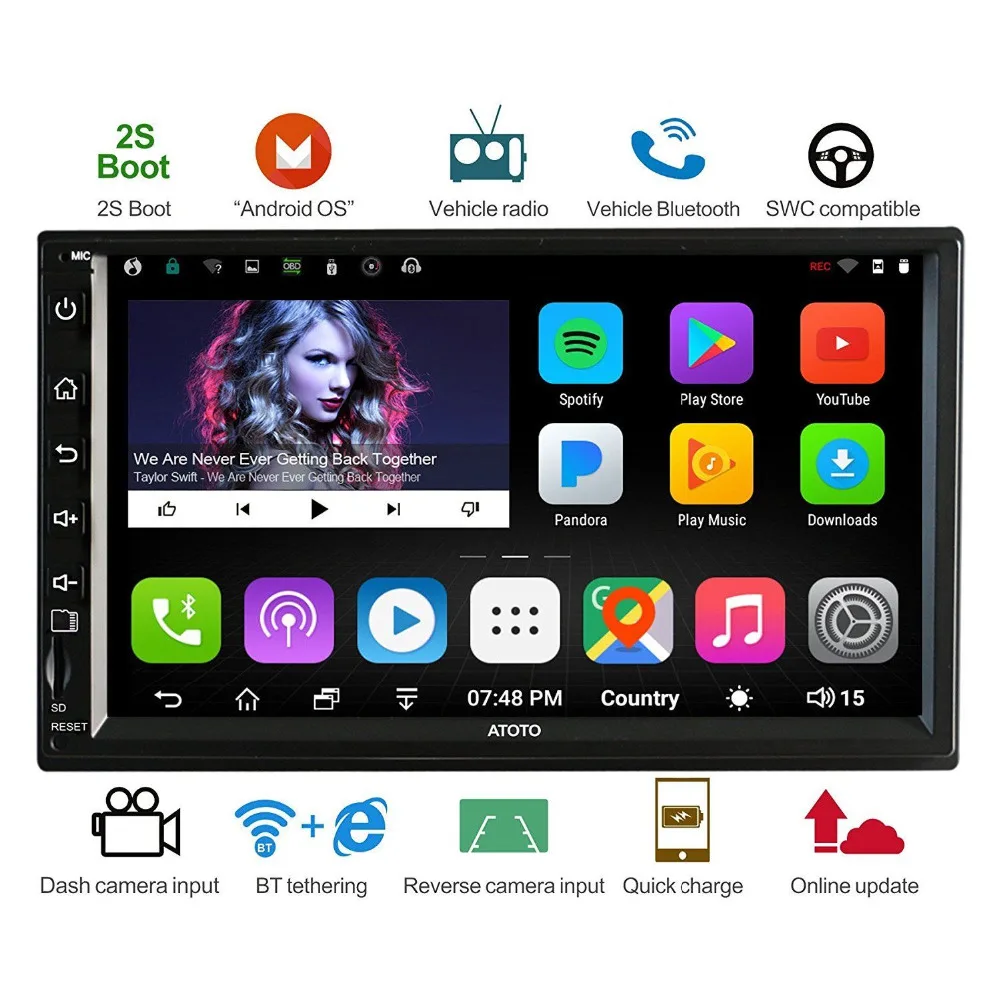 ATOTO A6 двойной Din Android автомобильный GPS стерео плеер/двойной Bluetooth/A62711PB 1G + 32G/2A