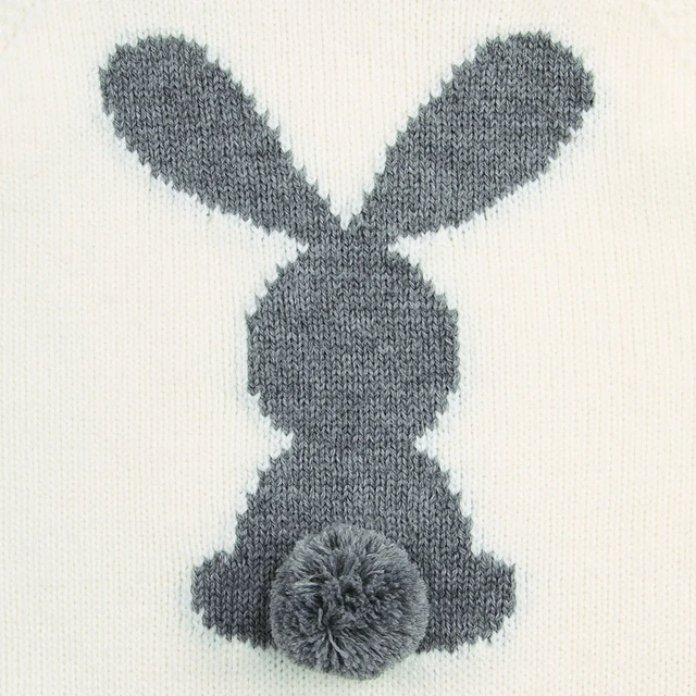 Cute Newborn Baby Boy Girls Bunny Knitting Wool Pom Pom Romper Jumpsuit Easter Outfits Set Sleeveless baby boy girls clothes 4