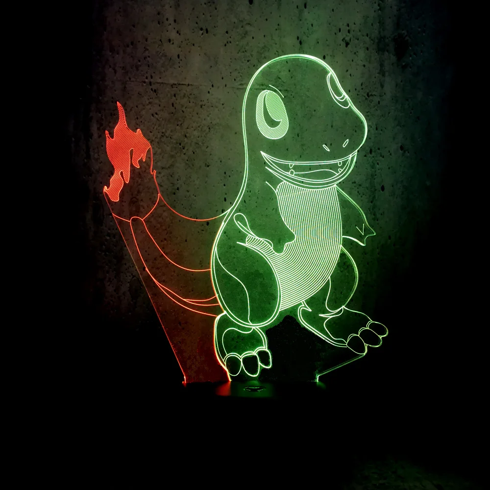 Мультфильм Покемон фигурка чармандер смешанный цвет ночник 3D LED USB лампа