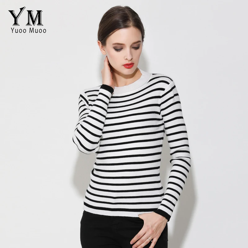 YuooMuoo New Brand Design Brief Striped Sweater Women Spring Autumn