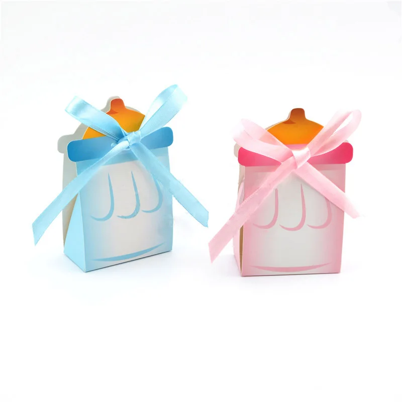 Murah 50 Buah Lot Botol Susu Bayi Kotak Permen Merah Muda Gadis Biru Anak Laki laki Bayi Shower Baptisan Pembaptisan Hadiah Ulang Tahun Pesta Souvenir B