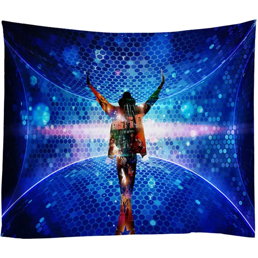 Music Bar Michael Jackson Decorative Tapestry Living Room Wall Hanging Tapestries Boho Bedroom Wall Carpet Blanket Blue 3 Size