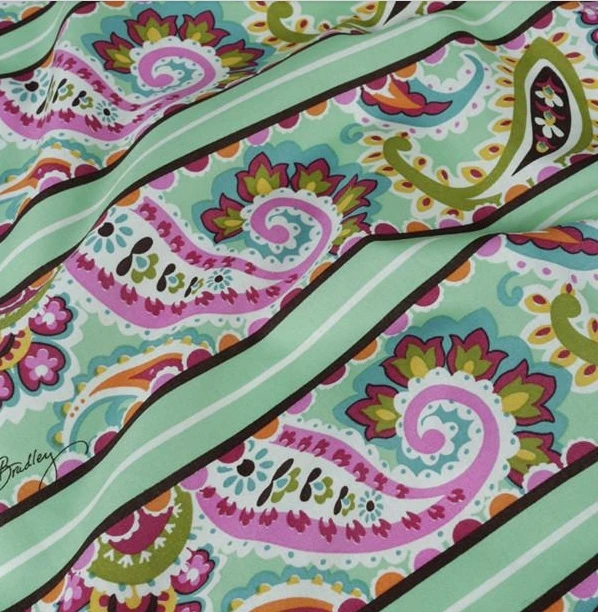 110cm wide 5 meters Green paisley cotton bedding upholstery fabric
