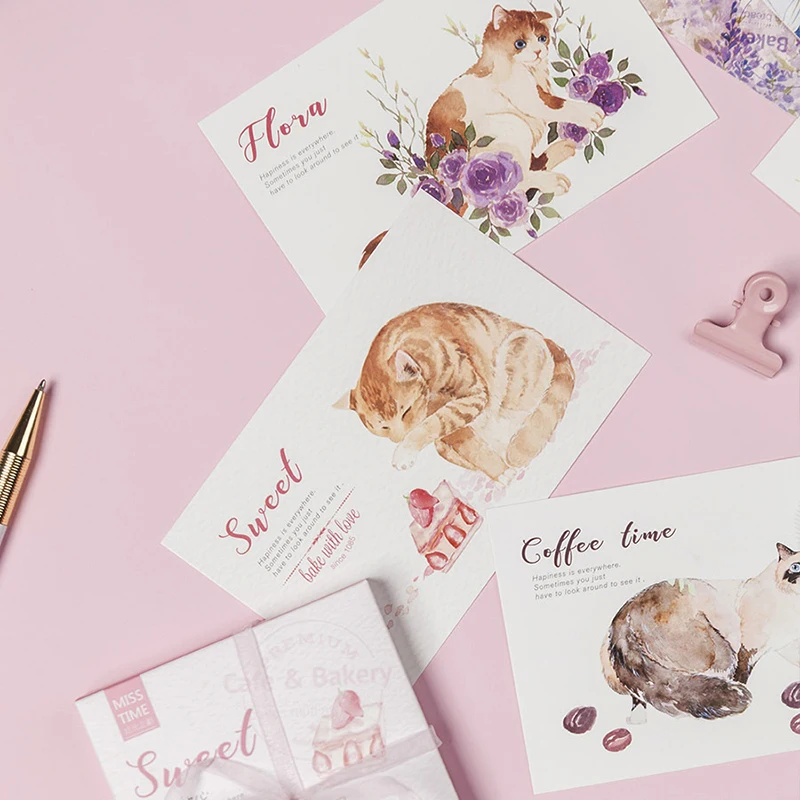 

30pcs elegant lady cat design Multi-use Scrapbooking Party Invitation DIY Decoration Gift Card Message Card Postcard