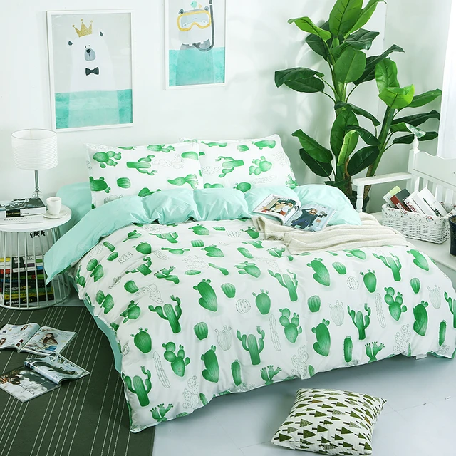 cactus printed bedding sets bedclothes cotton duvet cover linens printed sheets full