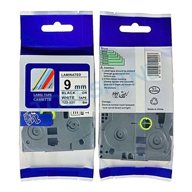 Compatible 9mm tape for brother p touch label printer,9mm*8m 3/8" black