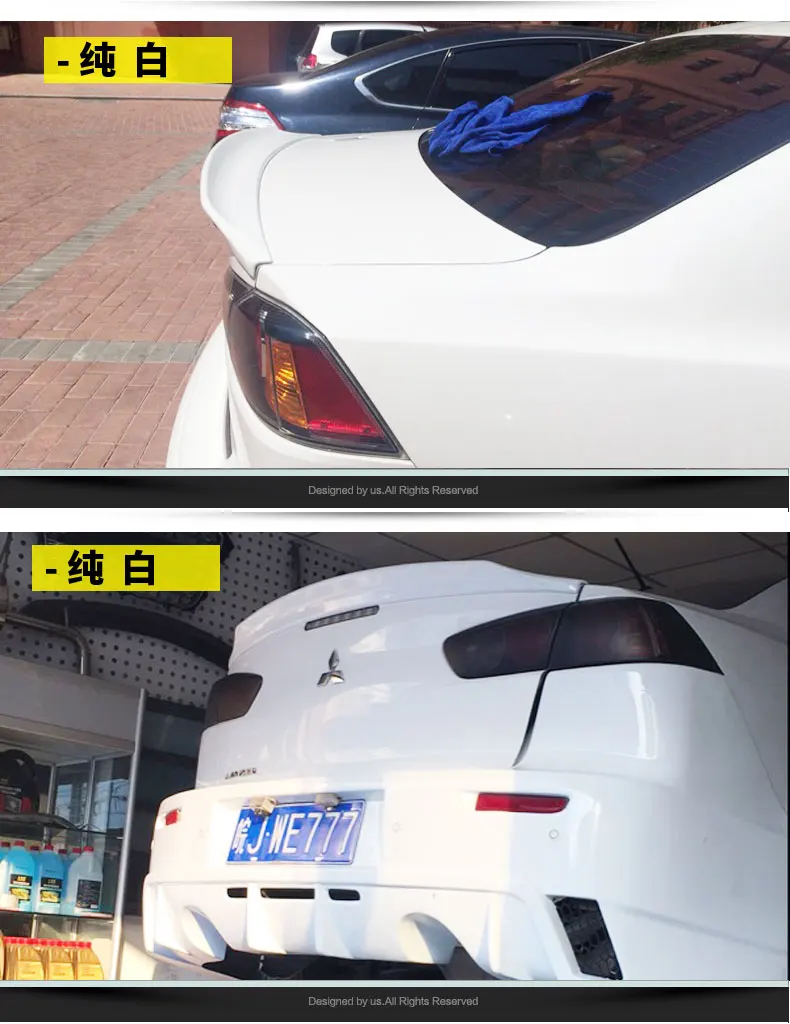 For Mitsubishi Lancer EX Evo 2008 2009 2010 2011 2012 2013 2014 2015 ABS Plastic Unpainted Primer Color Rear Trunk Wing Spoiler