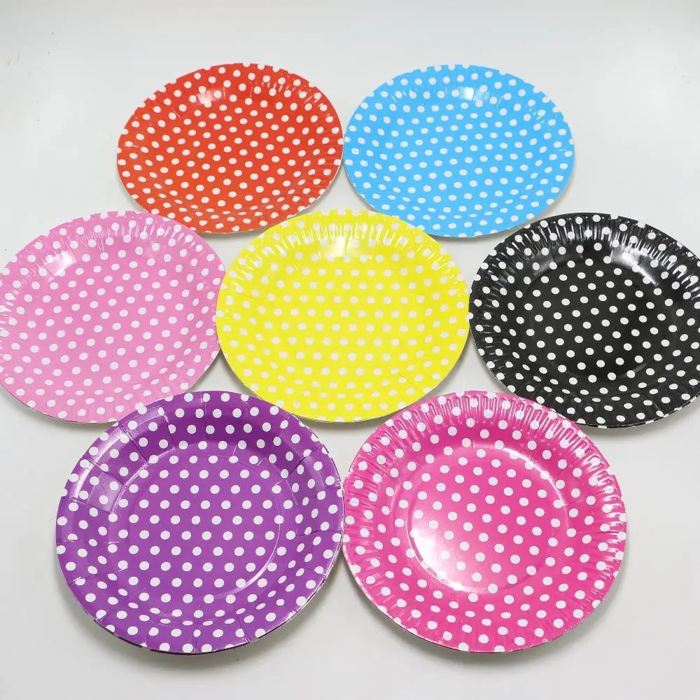 

1bag 10 pieces 7'' Striped Polka Dot Chevron Paper Plates for Valentine Birthday Wedding Nursery Party Tableware Party Supplies