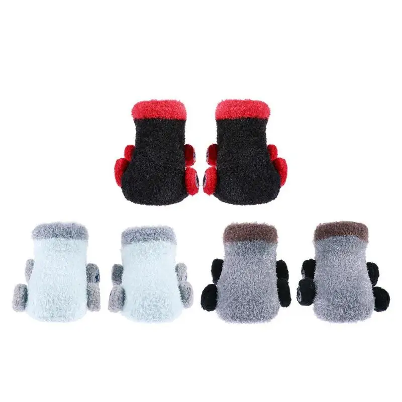 Милые Нескользящие носки для маленьких мальчиков и девочек, плотные носки-тапочки с мультяшным автомобилем для малышей, теплые