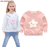 AiLe Rabbit/Новая детская одежда для девочек Баннер Звезды футболка для девочек с длинными рукавами Детская одежда Повседневное топы; футболка k1