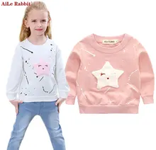AiLe Rabbit 2017 New Baby Girls Clothing Banner Star Girls Long Sleeve T Shirt Children’s Clothing Casual Tops Tee Shirt