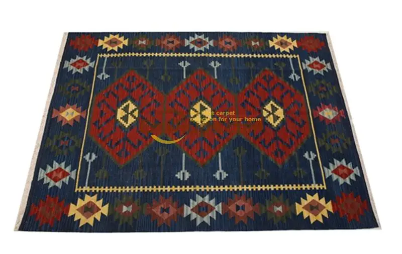 

handmade wool kilim rugs living room rug bedroon bedside blanket corridor Mediterranean style DX1BLUEgc131yg4