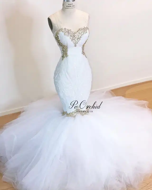 white and gold lace dress