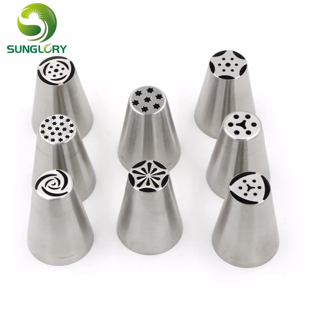 Small Size Russian Tulip Nozzles Flower 8PCS Stainless Steel Icing