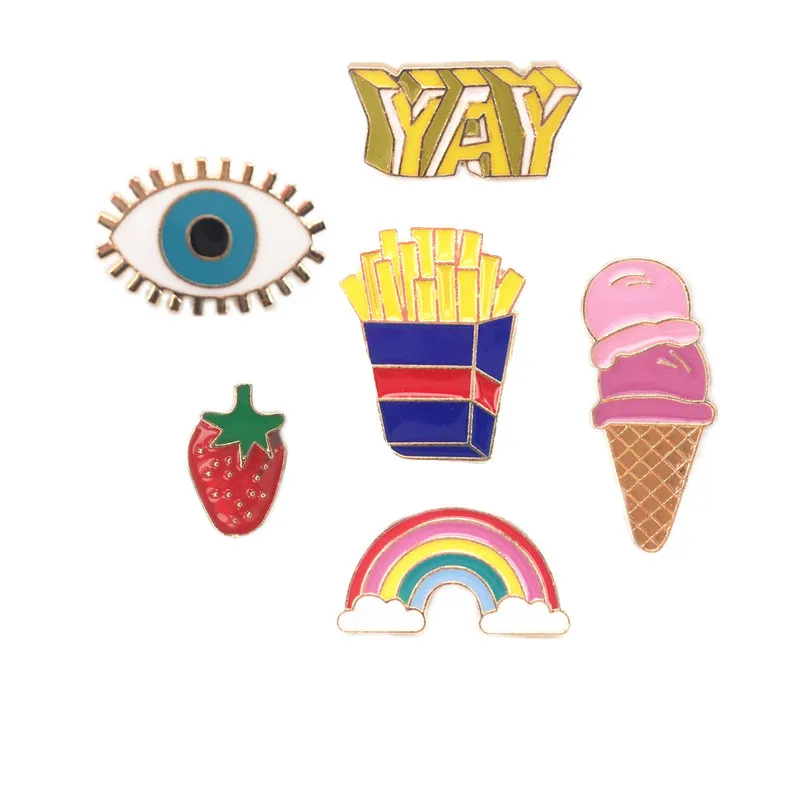 

Bovvsky Environmental Alloy Cartoon eyes Brooch pin Cute Metal chips Button brooch Pins Jeans Bag Decoration