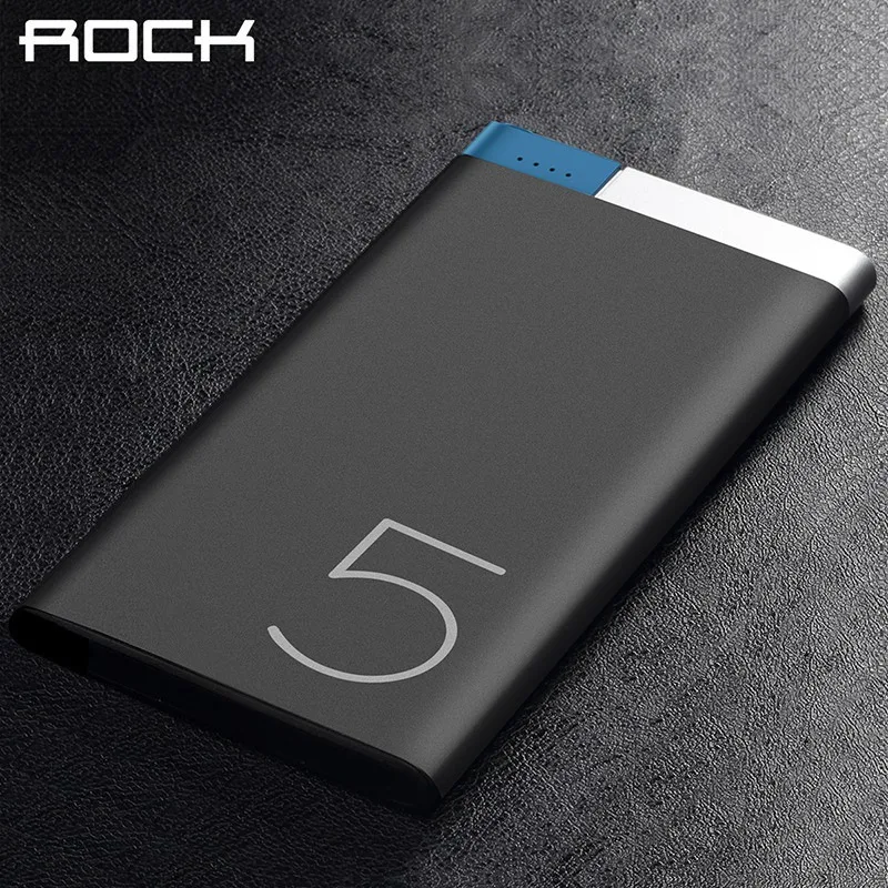 Rock Polymer Power Bank 5000mah Ultra thin Backup Charger Metal Powerbank external battery Portable Black Gold Rose Gold