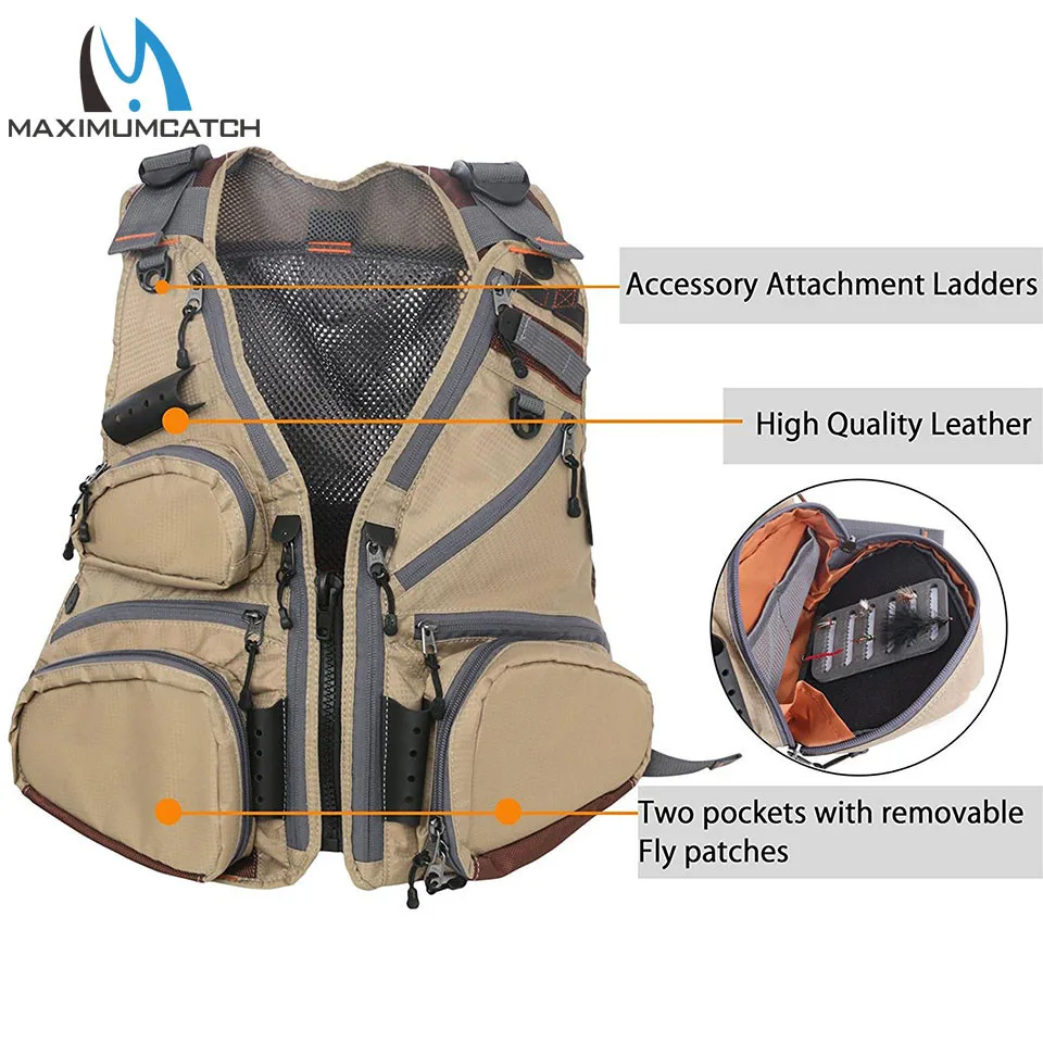 Colete de Pesca com Bolsos Ajustável-tamanho de Malha Mochila de Pesca com Mosca Jaqueta de Pesca Maximumcatch Multifuncionais Fly 7 Maximumcatch fly colete de pesca com bolsos