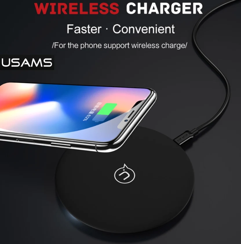 

USAMS Brand For iPhone X 8 Wireless charger 5V 2A metal Original Qi Wireless charging pad for Samsung Galaxy S8 wireless devices