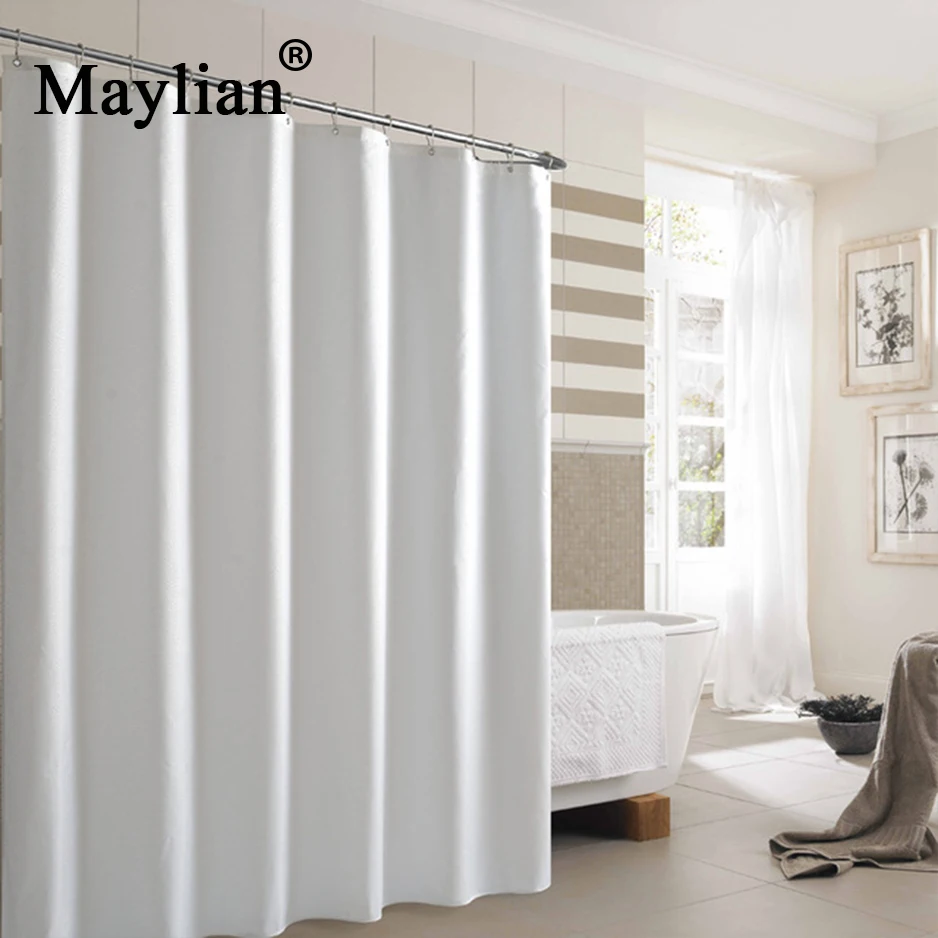 Shower Curtains Bathroom Solid Color White Home Eco friendly Waterproof