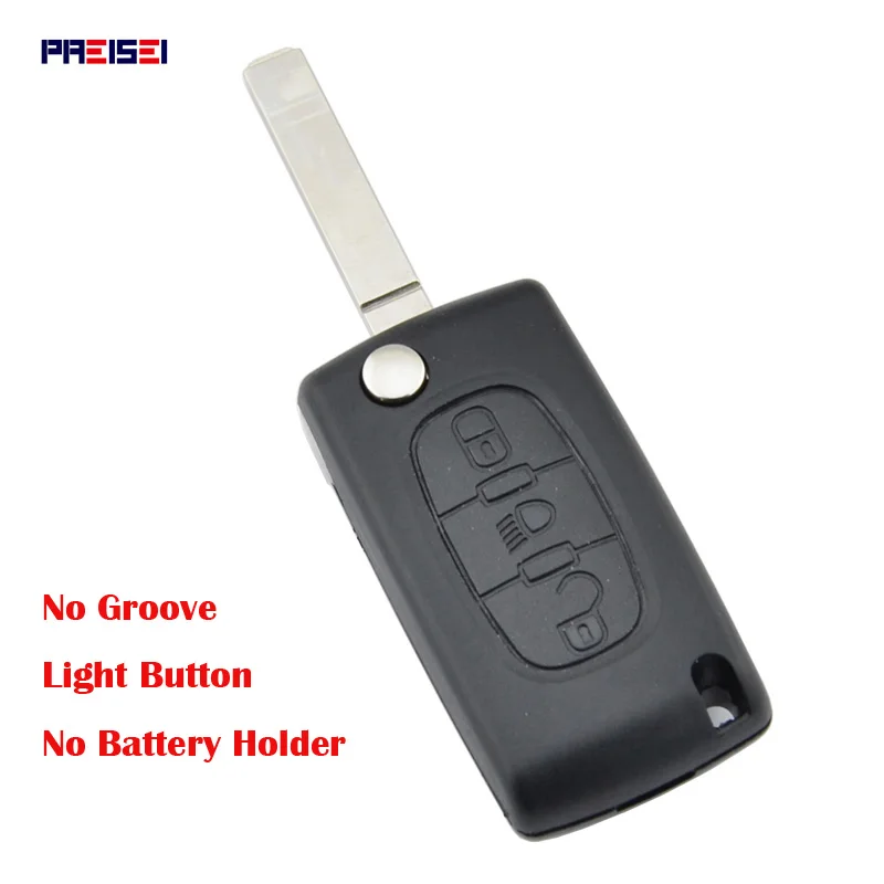 PREISEI 20 шт./лот 3 кнопки света CE0523 замена флип дистанционного ключа автомобиля оболочки для Citroen нет держатель батареи лезвие без паза